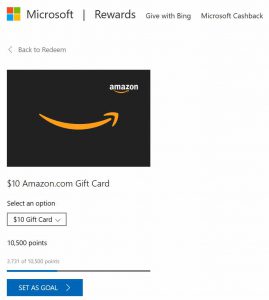 Amazon 10 dollar gift card reward