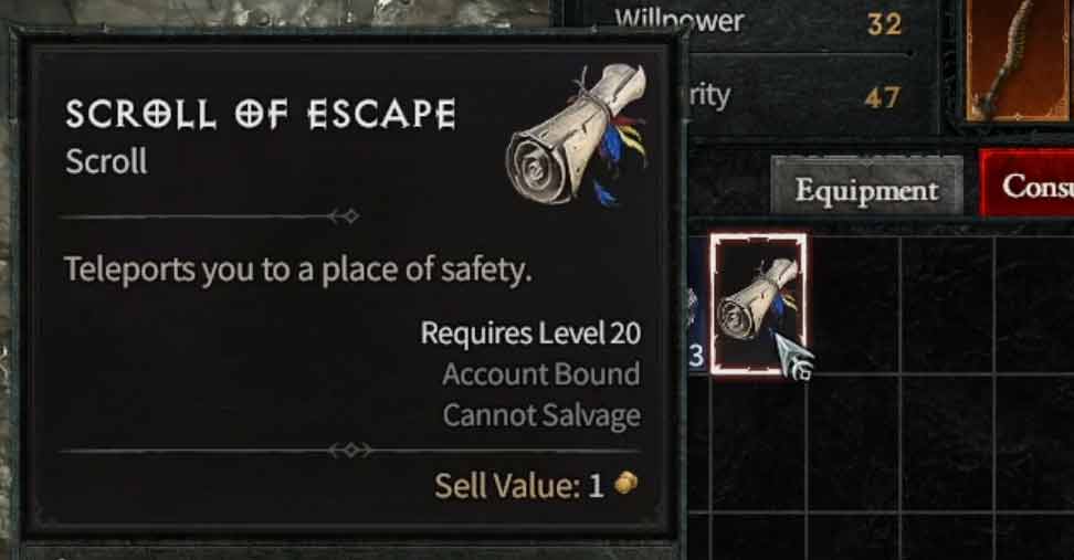 diablo 4 scroll of escape