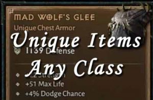 unique items useable by any class list