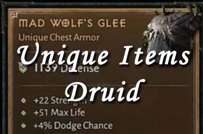 unique items useable by druids list