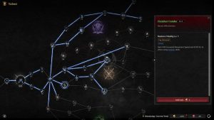 Embers of the Uncrowned Talent Nodes full interface screenshot showing interconnected web with active Finisher Combo and Restore Vitality details
