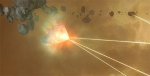 Mining lasers on asteroid