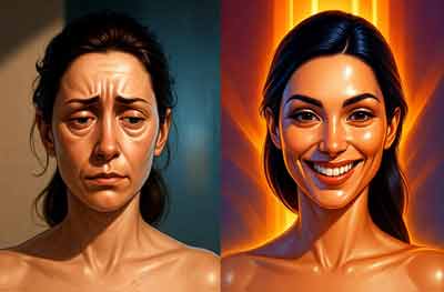 TRT Female Before After Stylized Digital Art Transformation