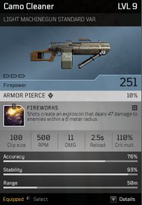 Camo Cleaner stats l9
