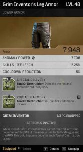 Grim Inventor's Leg Armor stats