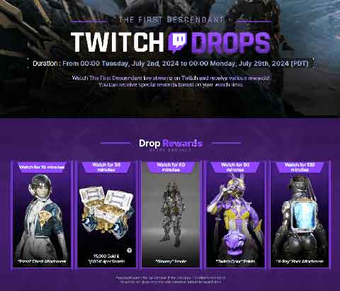 The First Descendant Twitch drops