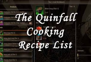 the quinfall cooking recipe list