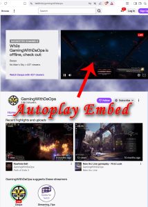twitch offline page autoplay embed