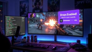 Twitch Drops notification in a late-night stream setup