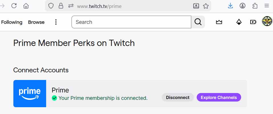 Your prime membership is connected