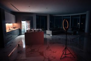 dimmed ring light empty penthouse 2026