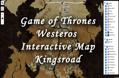 Game of Thrones Westeros Interactive Map for Kingsroad